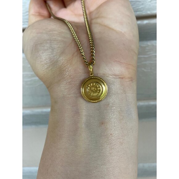 Celine 92 Gold-plated Rhinestone Pendant Necklace 42.5cm-48cm - Picture 3 of 6